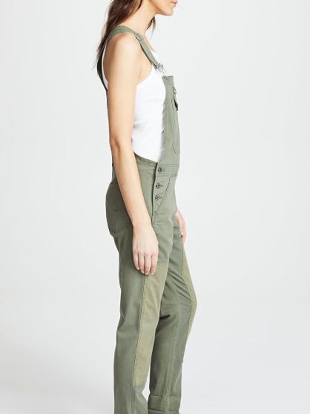 Hudson Jeans Workwear Stretch Cotton Overalls in Olive Remix (Green) Medium - Picture 5 of 7